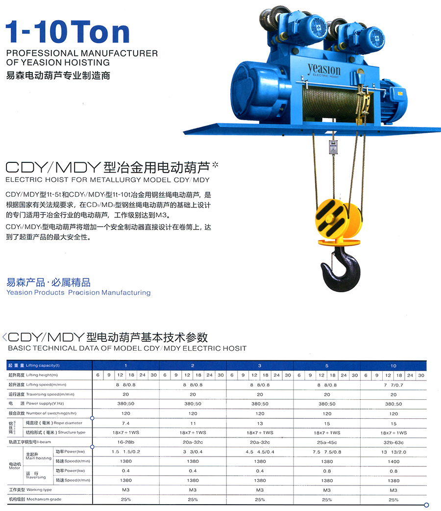 CDY、MDY型冶金電動葫蘆--